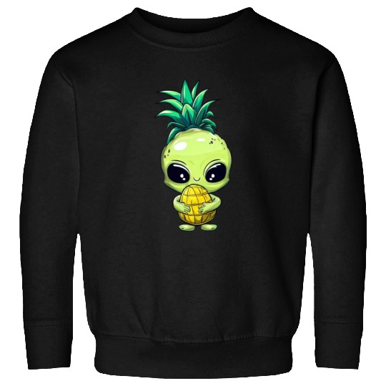 Pineapple-Hair Alien: Green & Funny Sweatshirts