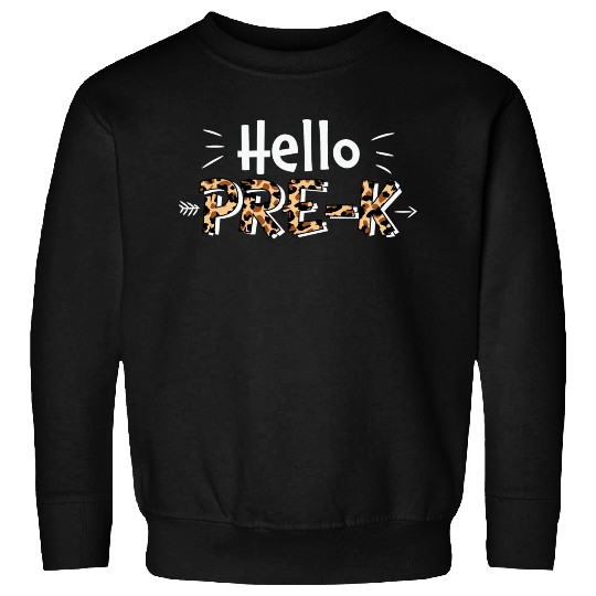 Hello Pre K Back To School Leopard Print Matching Sweatshirts