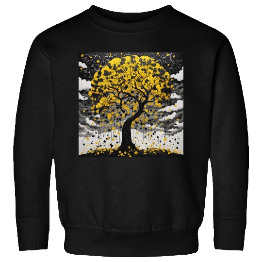 black tree and Wonderful yellow foliage Sweatshirts