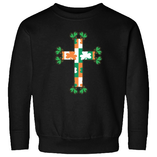 Heart Of The Irish Cross With Clovers Ireland Sweatshirts