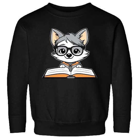 Little Wolf Reading A Book Sweatshirts