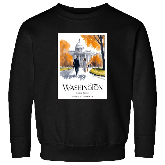 Watercolor painting loving couple in Washington DC Sweatshirts