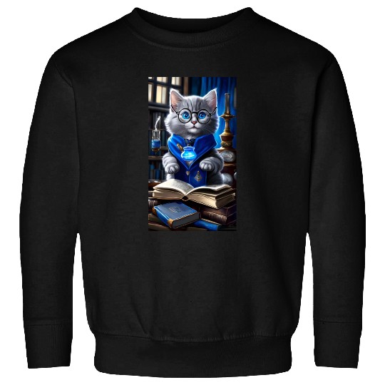 The Raven-claw Kitten Scholar: A Feline Journey. Sweatshirts