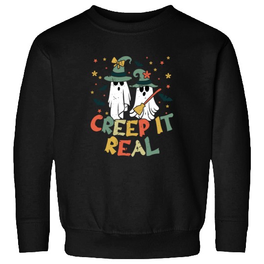 Retro Vintage Ghost Witch Lazy Creepy Halloween Sweatshirts