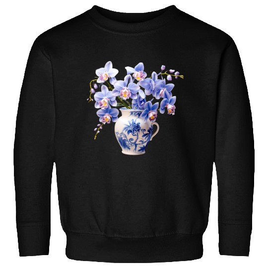 Blue Orchids in a Vase Graphic Sweatshirts