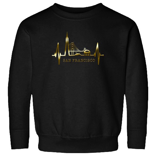 San Francisco Skyline Heartbeat California Lover Sweatshirts