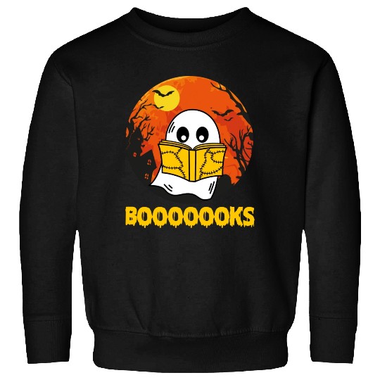 Boooks Ghost Halloween Bookworm Librarian Teacher Sweatshirts