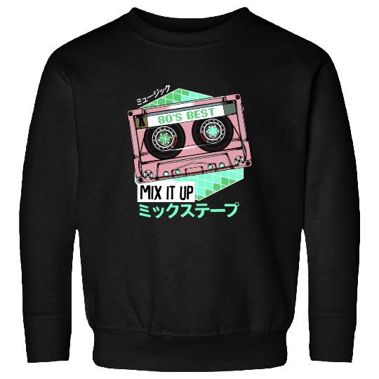 Mixtape 80s Japanese Otaku Cassette Tape Kanji Sweatshirts