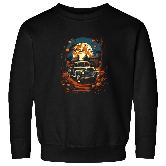 Creepy Old Truck Halloween Haunted Classic Truck Sweatshirts