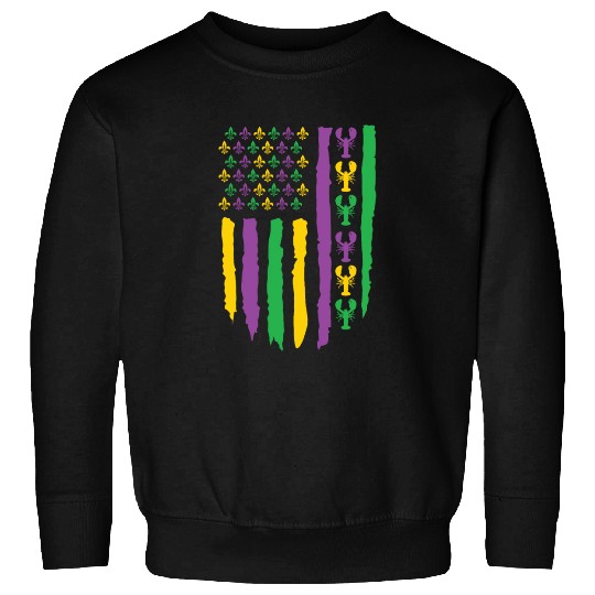 American Flag Lobster Fleur Mardi Gras Sweatshirts