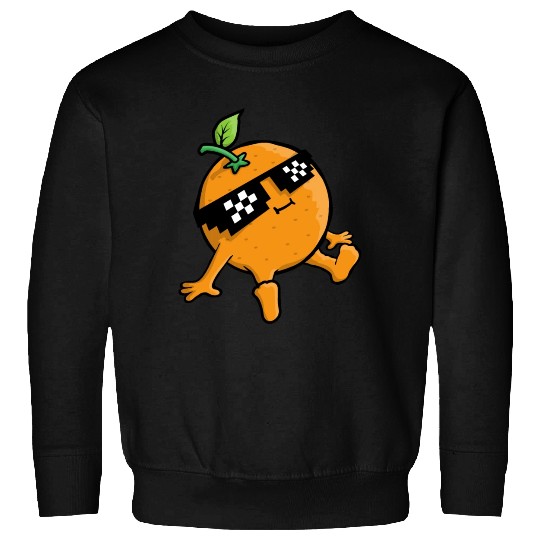 Cool Relaxing Orange Fruit Pixel Sunglasses Face Sweatshirts