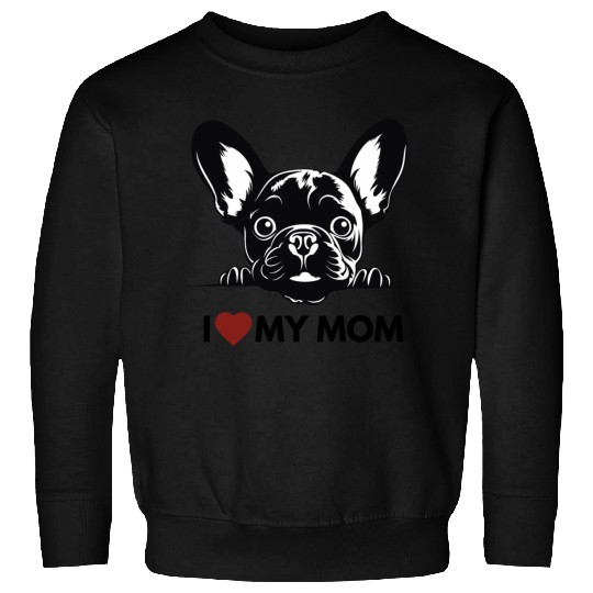 I Love My Mom - Old Black French Bulldog Sweatshirts