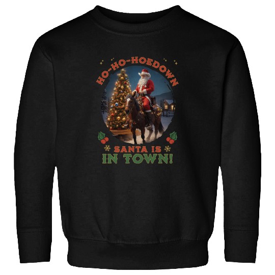 Retro Western Christmas Tree Cowboy Santa Claus Sweatshirts