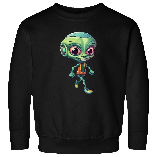 Funny Green Alien: Humorous Space Design Sweatshirts