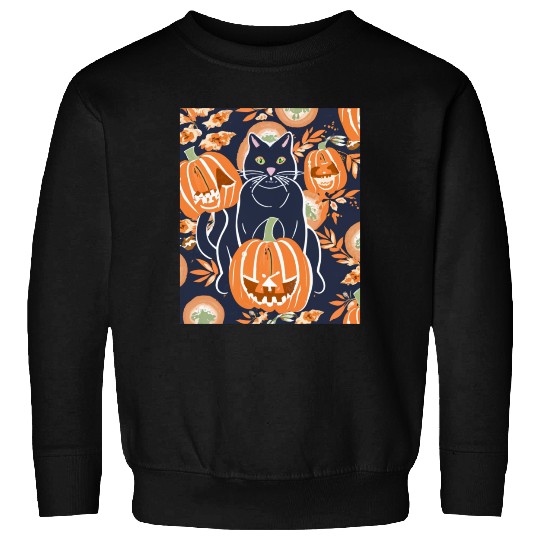 Black Cat And Pumpkins Sweatshirts