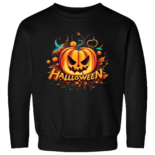 Halloween Autumn Leafs Pumpkin Spooky Design Sweatshirts