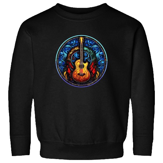Stylish and Trendy Guitar - Artistic Stained Glass Sweatshirts