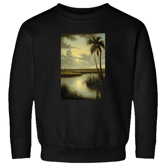 Tropical Landscape with Palm Tree and Water Sweatshirts