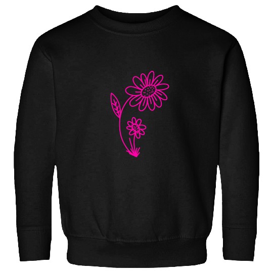 Pink Flower - simple, lineart, drawing Sweatshirts