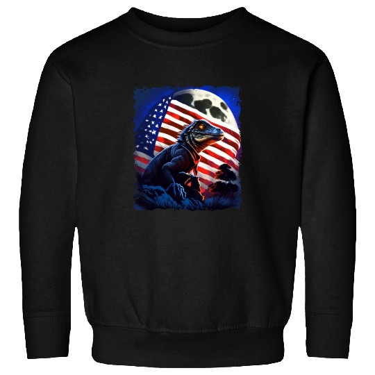 America lizard under Moon with American Flag Sweatshirts