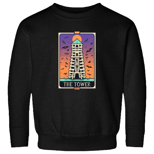The Tower Tarot Skeleton Halloween Style Sweatshirts