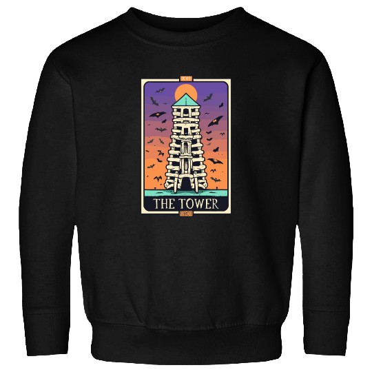 The Tower Tarot Skeleton Halloween Style Sweatshirts