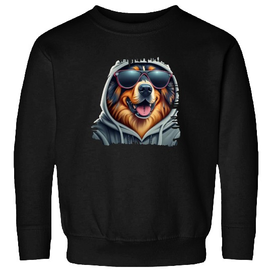 German Shepherd Dog Wearing A Sweatshirts With galsses