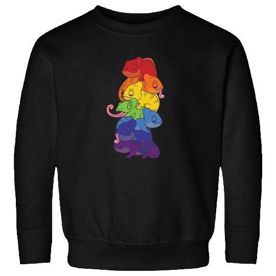 Rainbow Flag Pride Lgbtq Cute Chameleon Stack Sweatshirts