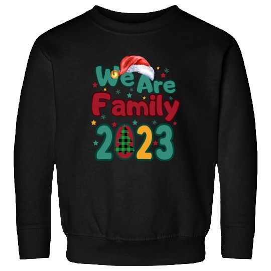 We Are Family Christmas Tree Santa Hat Pajama Sweatshirts