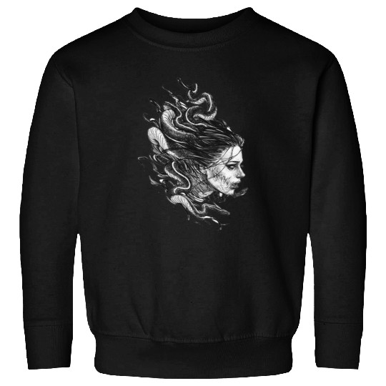 Mesmerizing Medusa: Demonic Illustration, Tattoo Sweatshirts