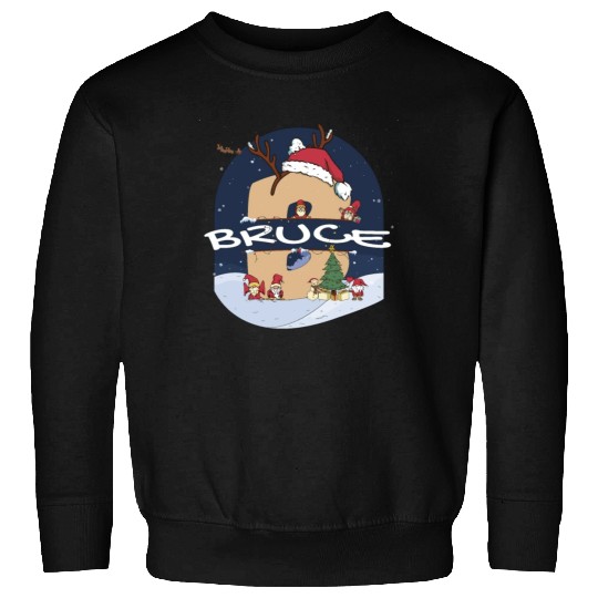 Awesome Bruce Name w Santa Hat in Xmas Theme Sweatshirts