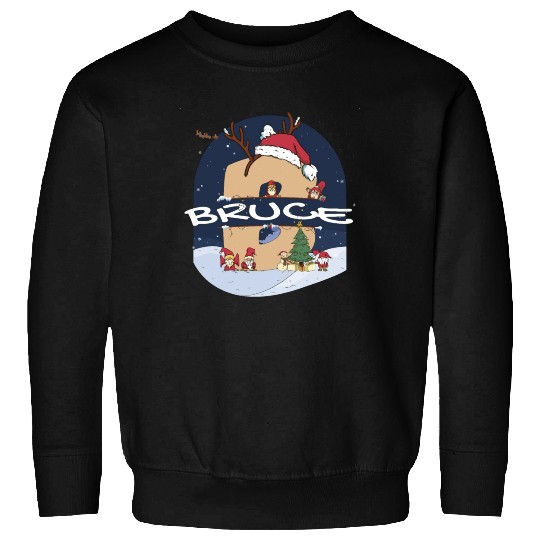 Awesome Bruce Name w Santa Hat in Xmas Theme Sweatshirts
