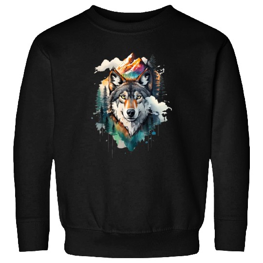 Majestic Mountain Wolf Nature Inspired Artwork Sweatshirts