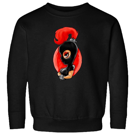 Woman In Black Leather Domina Fetish Sweatshirts