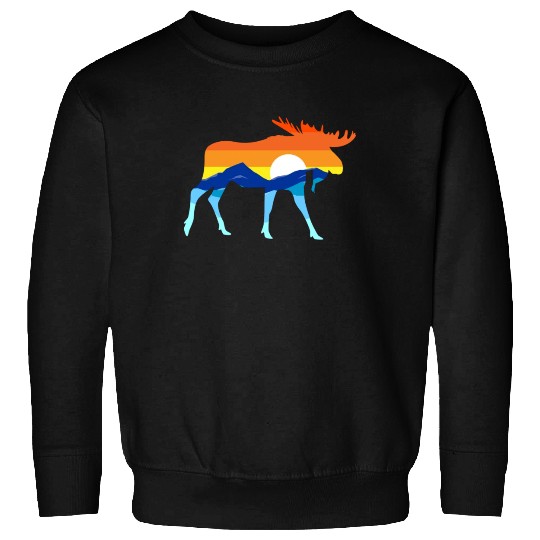 Camping Hiking Retro Mountains Outdoors Camp Moose Sweatshirts