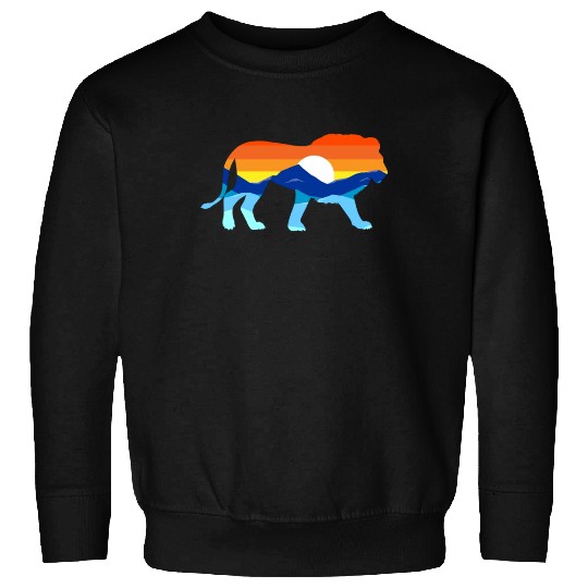 Camping Hiking Retro Mountains Outdoors Camp Lion Sweatshirts