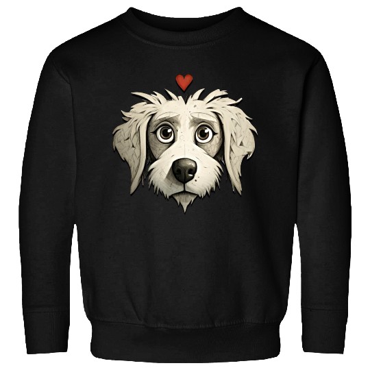 A Cartoon Canine with a Loving Heart Sweatshirts