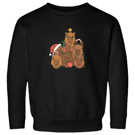 Capybara Christmas Tree Funny Animal Christmas Sweatshirts