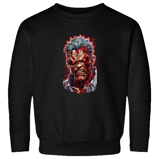 Anime red angry zombie Sweatshirts