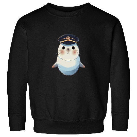 Seal Sailor Cap Boat Captain Cap Boating Seal Sweatshirts