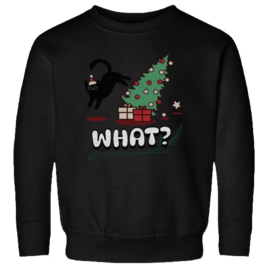 Cat Lover Gift Cat Pushing Christmas Tree Sweatshirts