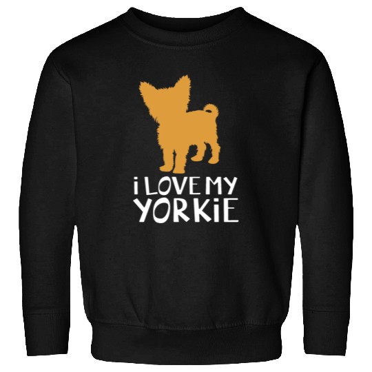 Yorkshire Terrier Dog Silhouette I Love My Yorkie Sweatshirts