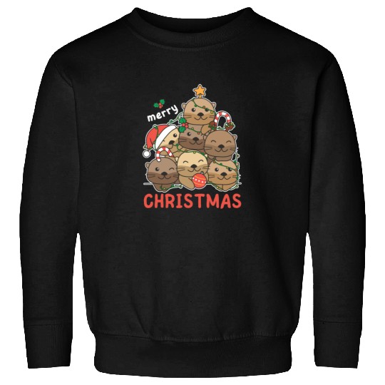 Otter Christmas Tree Merry Christmas Sweatshirts