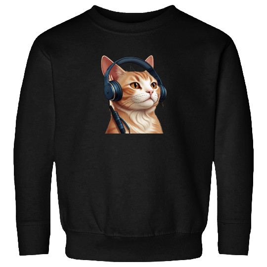Music Lover Cat V II on Unisex Poly Cotton Sweatshirts