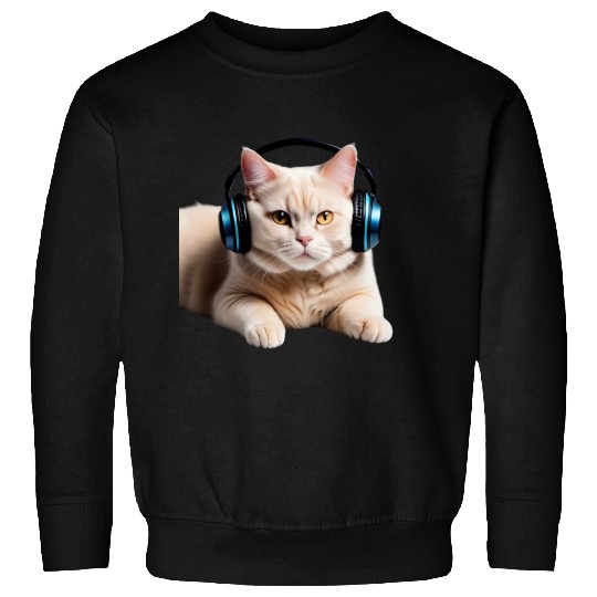 Music Lover Cat V II on Unisex Poly Cotton Sweatshirts