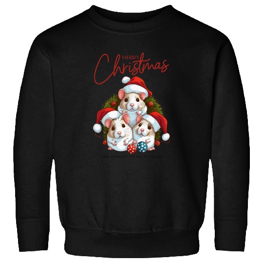 Festive Hamster Christmas Illustration Sweatshirts