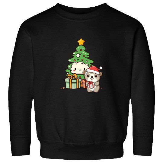 Cute Sloth with Christmas Tree Sweatshirts