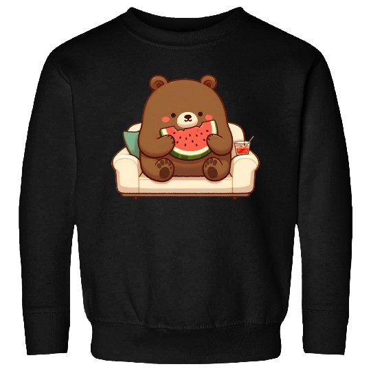 Cosy bear enjoying watermelon Sweatshirts