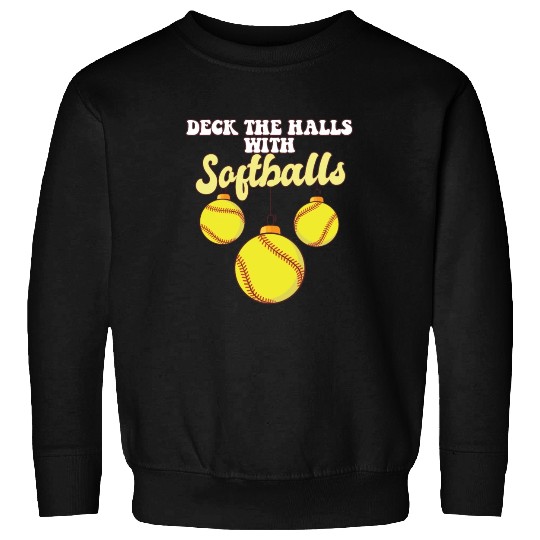 Softball Player Catcher Christmas Balls Deck The Sweatshirts
