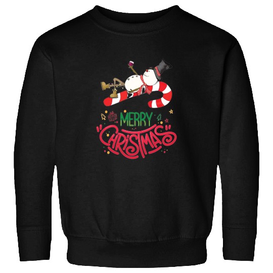 Snowman Lying On Candy Cane Merry Christmas Sweatshirts